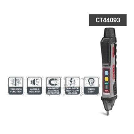 مفك كاشف التيار كراون CT44093 هو أداة اختبار كهربائية احترافية تُستخدم للكشف عن وجود الجهد الكهربائي في الدوائر أو الأسلاك دون الحاجة للاتصال المباشر بالمعدن المكشوف، مما يوفر أمانًا أعلى أثناء الفحص. يدعم هذا المفك تنبيهات ضوئية وصوتية بالإضافة إلى الاهتزاز لتأكيد وجود الجهد في ظروف الإضاءة المنخفضة أو البيئات المزدحمة.